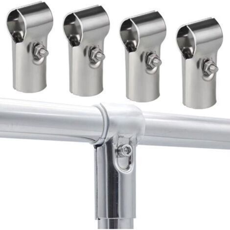 Lot de 4 Connecteur de Collier de Serrage en T, Colliers de Serrage en T 25mm, Structural Tuyau Connecteur Chaîne Lien Clôture Pince Inox Acier pour les Clôtures et les Fournitures de Maison (1/4)
