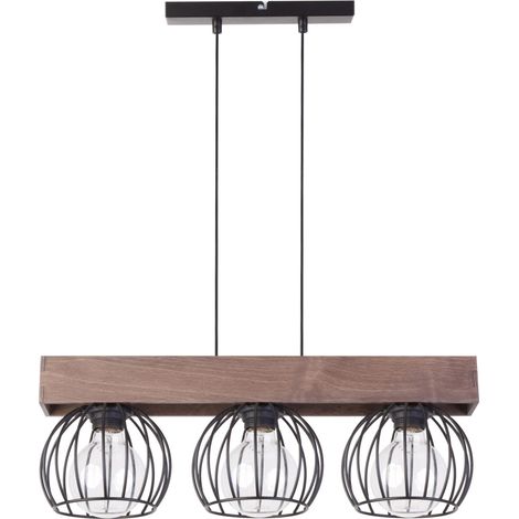 Suspension loft 3 lumières noir métal Milan E27 Sigma
