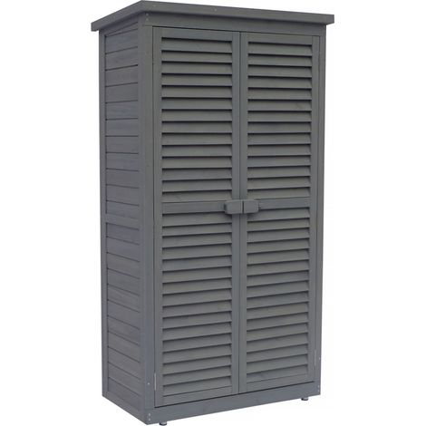 Habitat Et Jardin – Armoire de jardin en bois de sapin naturel – 87 x 46.5 x 160 cm – Résistante à l'eau – Double porte type persienne avec ventilation (1/6)
