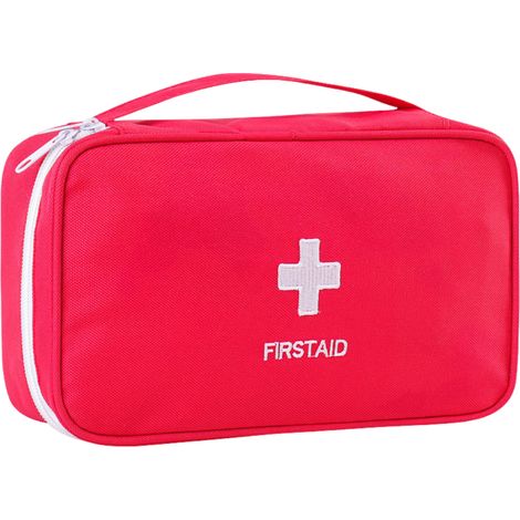 Trousse de premiers secours portable, petite trousse de rangement pour médicaments, trousse de voyage pour la maison,Rouge (1/5)