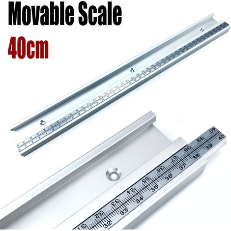 Règle à rainure et à échelle modifiée, outil de menuiserie, barre de glissement (règle à rainure et à échelle) argentée 40 cm, T45, règle à rainure et à échelle (1/5)