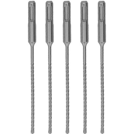 Lot de 5 forets à percussion rotatifs de 160 mm de longueur, à 2 goujures, à pointe carbure auto-centreuse, pour brique, pierre et béton (4 mm/0,16 po). (1/5)