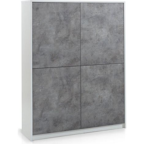 Buffet 2 portes/3 tiroirs SKEE blanc/ciment (1/4)
