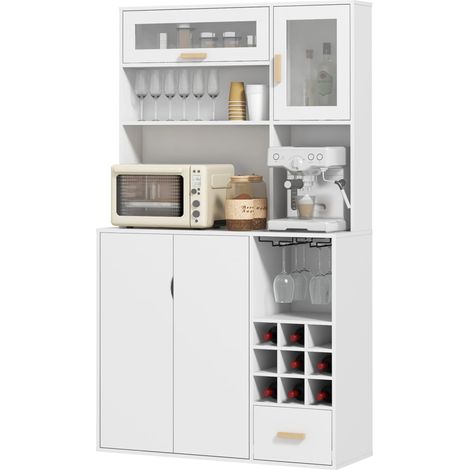 Mobile Dispensa con Portabottiglie 100x38x172 cm in Truciolato e Legno Bianco (1/5)