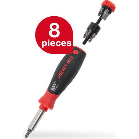Wiha 2 in 1 screwdriver and bit set: The 8-piece bit set is located in the handle of the screwdriver and can be opened and slid out at the simple push of a button. New: Improved bit magazine (handle) (1/5)