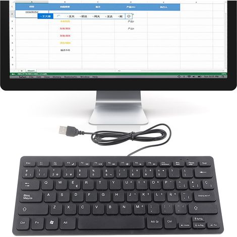 Clavier espagnol compact USB 78 touches, design ultra-mince pour PC portable et bureau