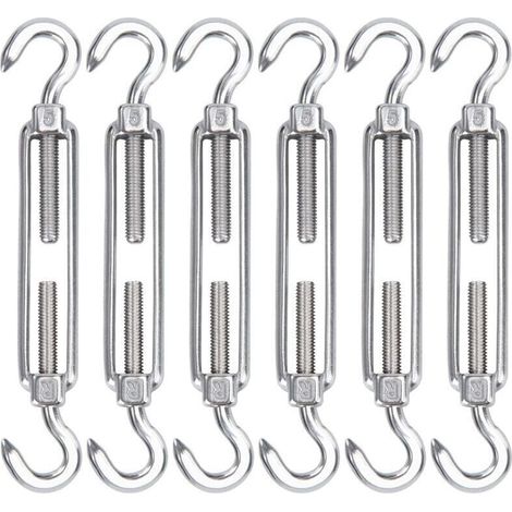 M5 Tendeur Cable Acier Inoxydable. Lot de 6 Tendeur de Fil Crochet et Crochet Réglable Heavy Duty Tension Hook & Hook pour Corde Cable Fil à Linge. Grillagefor Sun Shade Installation (1/5)