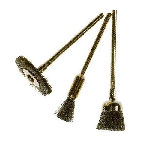 Spazzole in Acciaio Mini in serie 3 Pezzi Poggi art. 476.00  Gambo 3 mm (1/2)