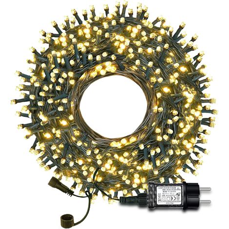 30 m lange LED-Lichterkette mit 300 LEDs, dekorativ für den Außenbereich, wasserdicht (IP65), 8 Beleuchtungsmodi für Garten, Fenster und Partys (Warmweiß) (1/4)