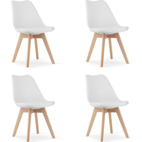 Juego de sillas mark patas de madera blanca 4 piezas