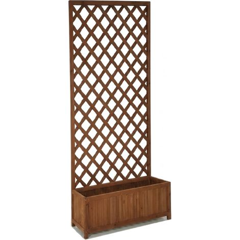 Fioriera in Legno con Grigliato ALTA CM 180 VASO L60xP30 per Piante Rampicanti e Fiori Separè per Ambienti Esterno Interno balconi terrazze Spalliera Traliccio steccato in Legno Naturale di cipresso (1/5)