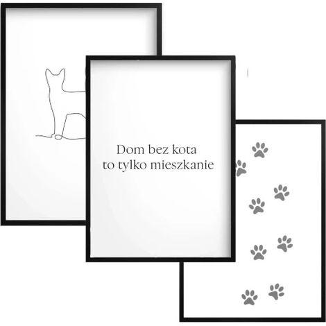 Affiches murales en noir et blanc avec cadre pour salon Motif chat (1/5)