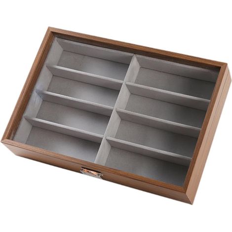 Stackable 8-Compartment Glasses Display Case for Office, Or (1/5)