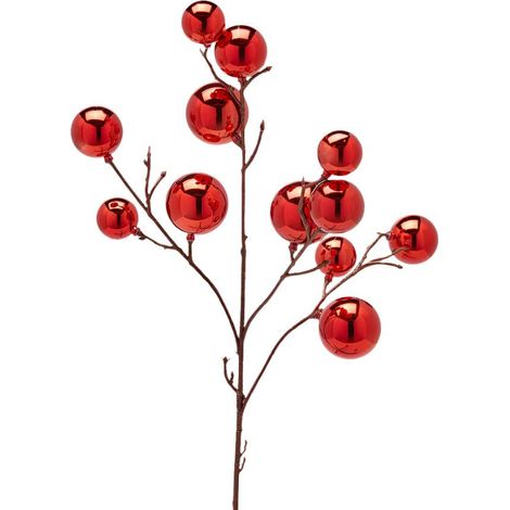 DECORAZIONE NATALIZIA, RAMO CON PALLINE, H53CM, COLORE ROSSO, NATALE, ADDOBBI DI NATALE (1/2)