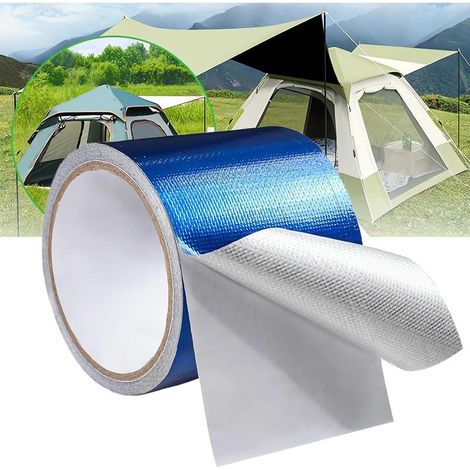 Repair tape for awnings, tarpaulins, canvases, tents, sailboats, repair kit, waterproof and UV resistant, 8 cm x 5 m (blue) (1/5)