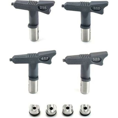4-Piece Reversible Airless Nozzle Tip, Paint Spray Nozzle Nozzle Accessories (215, 315, 417, 523) (1/4)