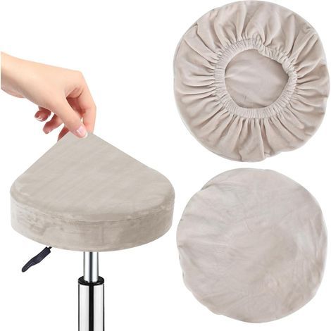 2 Pièces Housse Tabouret Rond, Extensible Polyester Noir Beige, Lavable Pour Maison Bar Restaurant (1/5)