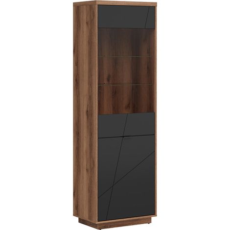 Vitrine 2 portes Sven Noir et Bois (1/5)