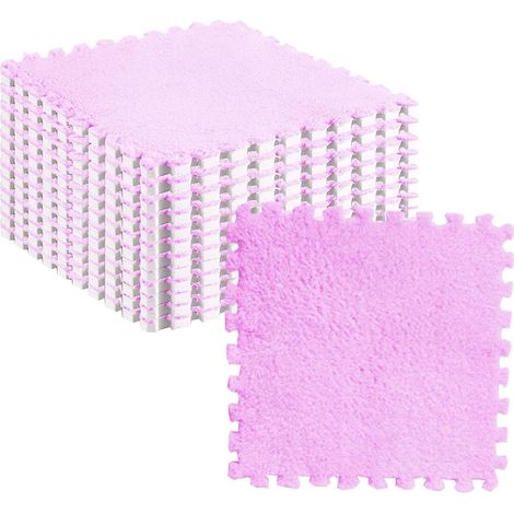 Tapis de Sol en Mousse Peluche 10 Pièces, Dalles de Moquette Carrées Emboîtables, Tapis Antidérapants pour Décoration de Salon et de Chambre à Coucher, 12,2 X 11,8 Pouces (Violet (1/5)