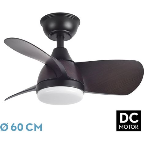 Ventilator dc 24w pyrdo schwarz/braun 3 Flügel 60d 2400lm 6 Geschwindigkeiten 3000-4500-6000k mit Fernbedienung, Speicher und Zeitschaltuhr