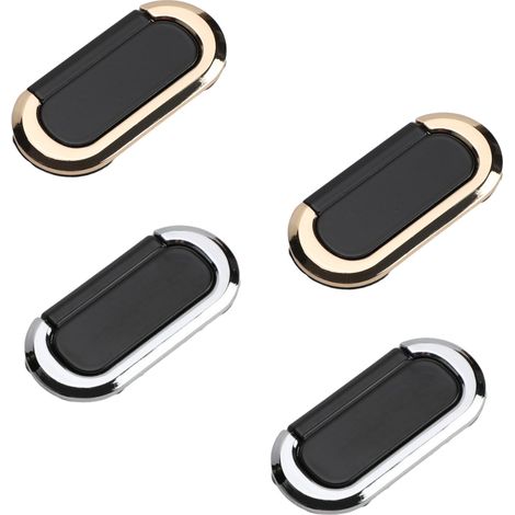 4 poignées de tiroir escamotables, alliage de zinc, 74x35x7 mm, entraxe 64 mm, noir, pour placards et armoires (1/5)
