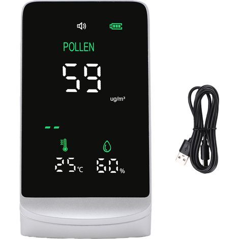 Rilevatore di polline portatile – 0-999 µg/m³ – Misurazione di temperatura/umidità – Allarme in tempo reale (1/5)