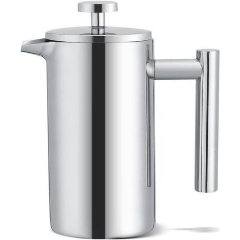 French Press Coffee Maker Small 350ml/12oz, Double Wall Insulated Stainless Steel Coffee Maker, Coffee Press with 3 Level Filtration System, (1 Cup) (1/5)