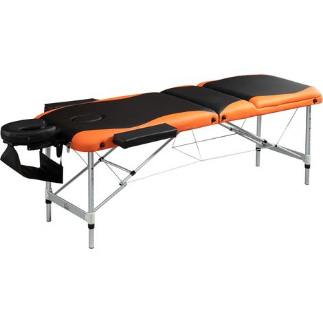 Lettino da Massaggio Fisioterapia 2 Snodi 214x60x82 cm in Alluminio  Nero e Arancione (1/5)