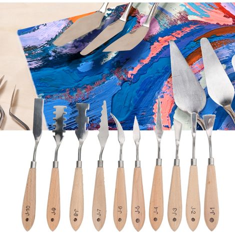 10 Lames de Grattoir Dentelé en Acier Inoxydable pour Art Peinture (1/4)