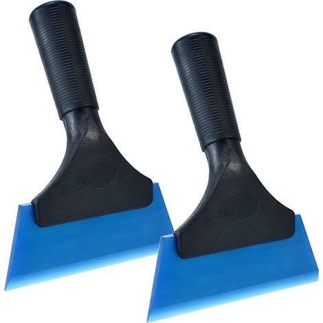 Lot de 2 Raclettes en Caoutchouc de Silicone pour Vitre Teintée/Autocollant de Voiture/Verre/Miroir/Douche, Grattoir en Caoutchouc (Bleu) (1/5)