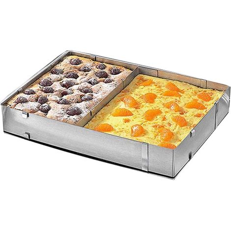 Rectangle Réglable et Rectractable Acier Inoxydable Moule de Cuisson avec Séparateur, Varie 27,5  18,5 cm à 52,5 34 5cm Moules Forme Spécifique (Rectangle) -