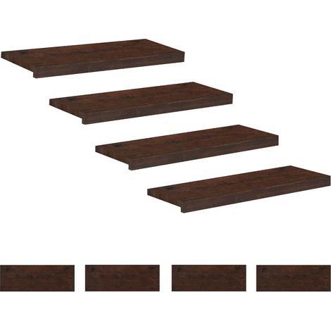Alfombras para escalones 8 uds. 80 x 25 x 2 cm Marrón Oscuro vidaXL