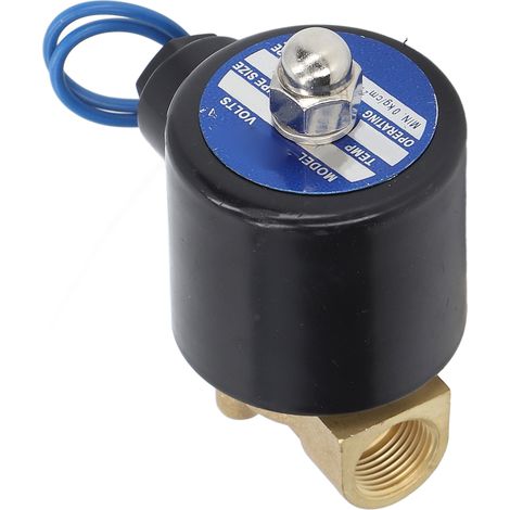 Électrovanne 2W normalement fermée, corps en laiton, noyau cuivre, bobine électrique pour eau gaz huile, 3/8 pouce DC12V (1/5)