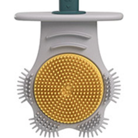 Brosse de toilette bicolore en plastique double face avec manche amovible, en forme de griffe de chat, pour un nettoyage efficace et écologique. (1/5)