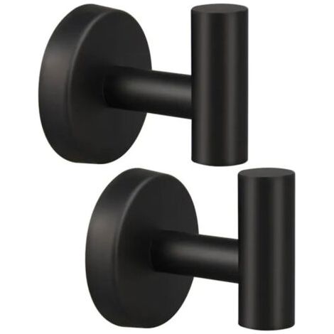 Porte-serviette mural perforé 2 pièces, modèle noir acier inoxydable pour salle de bain (1/4)