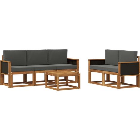 Outdoor Sofa Set with Cushion 6 pcs Natural and Anthracite vidaXL