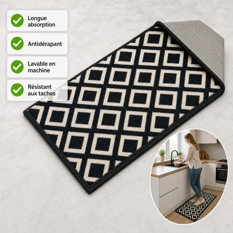 Tapis de Cuisine 45 x 70 cm Polypropylene - Tapis de Sol Absorbant Antiderapant (1/5)