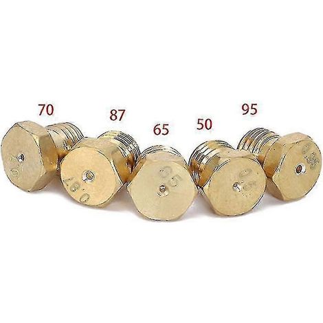 Kit de conversion GPL pour plaque de cuisson à gaz 5 brûleurs : injecteurs de propane 50, 65, 70, 87 et 95 W. Compatible avec les plaques de cuisson à gaz et les cuisinières à gaz.