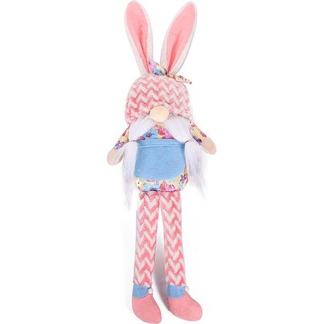 Bambola decorativa pasquale, 2 pezzi – Seduta, con orecchie da coniglio in peluche (1/5)