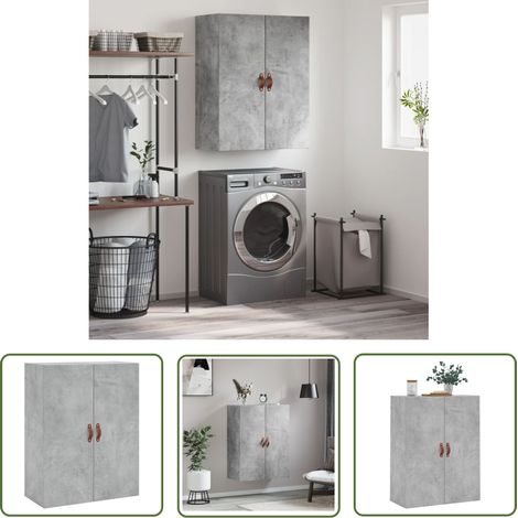The Living Store Armoire murale gris béton 69,5x34x90 cm - Armoire Murale - Meuble De Rangement - Armoire Grise - Armoire Suspendu - Étagère Murale (1/5)