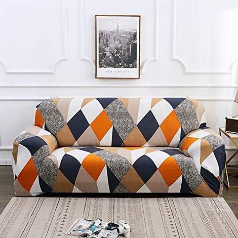 Housse De Canape Extensible - 3 Places 190-230 Cm - Pour Canape Sans Accoudoirs - Velours Polyester Elasthanne - 1 Piece (1/5)