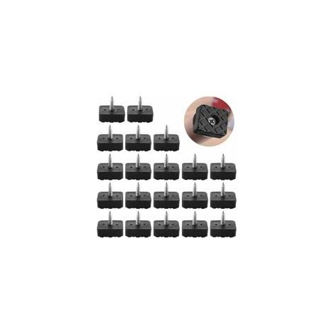 20 Pcs 22x22mm - Noir - Patin Chaise en Caoutchouc Protection Pied de Chaise Anti-Glisse Patin Antidérapant à Visser Tampon Pied de Chaise Anti Bruit Tampon Pied de Chaise Carré (1/4)