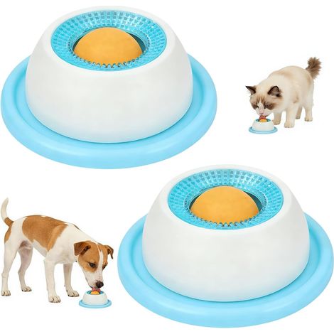 2er Bol à Lèche pour Chiens et Tapis à Lécher pour Nourriture Humide, Jouet de Léchage Interactif, pour l'Alimentation Lente et la Distribution de Nourriture des Chiots, Bleu