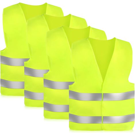 4 Pièces Gilet de Voiture, Gilet de Sécurité, Gilet Réfléchissant, Gilet De Sécurité Haute Visibilité, pour Conducteurs Travailleurs Unisexe, Vert (1/5)