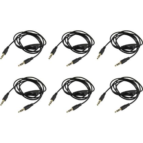 12 pièces 3.5mm M/M Stéréo Headphone Audio Extension câble Cordon avec Volume commande noir (1/4)