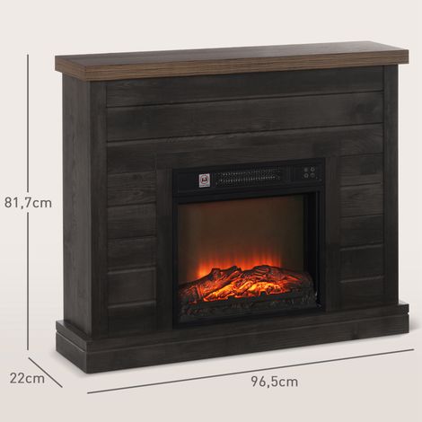 Chimenea Eléctrica 1800W con Efecto de Llama Mando a Distancia Temporizador Semanal para Sala 30 m² Gris Oscuro (1/5)