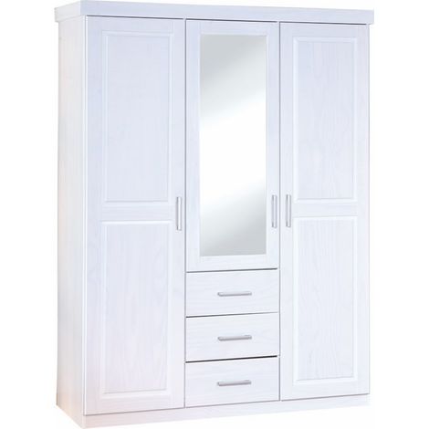 Armadio geraldo 2ante+3cassetti c/specchio 140x55x190h pino massello - Inter Link