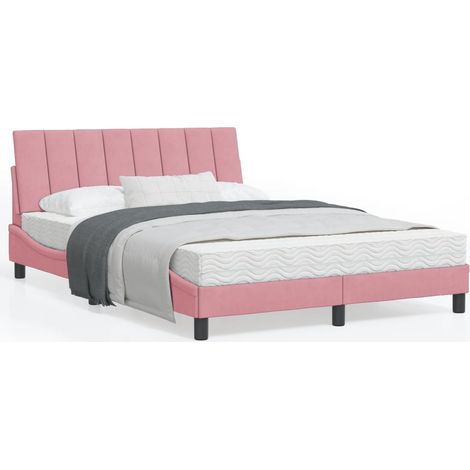 Cadre de lit avec tête de lit Rose 120x200 Velours (1/5)