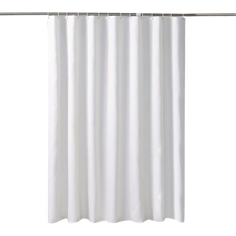 Rideau de Douche Anti-Moisissures Imperméable 1PC - Paroi de Salle de Bain 120x180cm en Polyester Monochrome avec Loquets Renforcés [Noir/Blanc/Gris] (1/5)