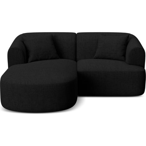 Canapé d'angle gauche modulable 3 places en tissu structurel noir (1/5)